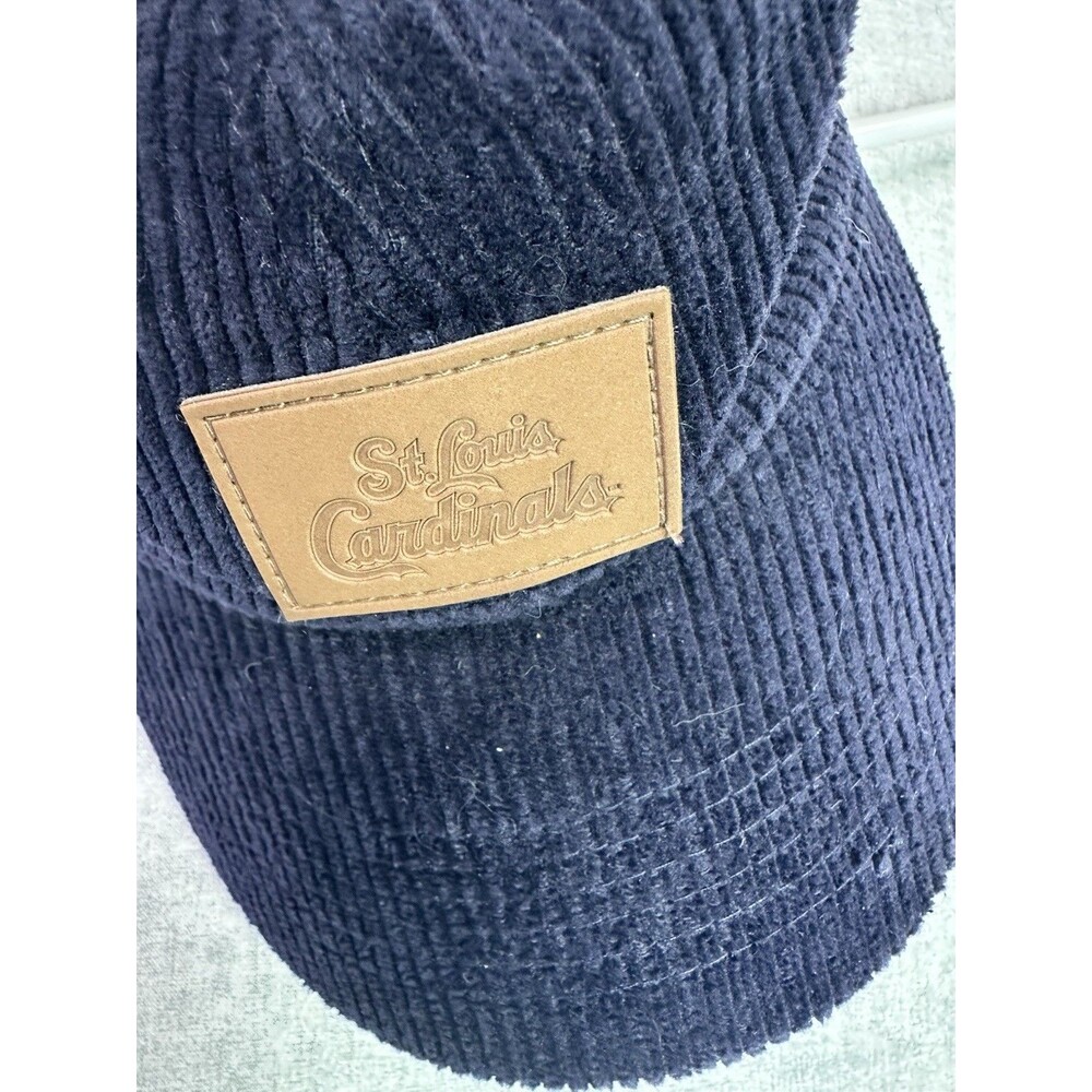 St Louis Cardinals Corduroy Patch Hat Navy Blue Adjustable Buckle Cap MLB